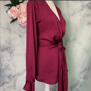 Anthropologie Moulinette Soeurs Raspberry Wrap Top
